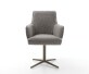 Chaise-pivotante Heira-Flex avec accoudoirs bouclé gris argenté pied de chaise 4 branches aspect titane pivotement sur 360° ressorts ensachés 1